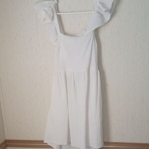 miami White Ruffle Strap Midi Dress